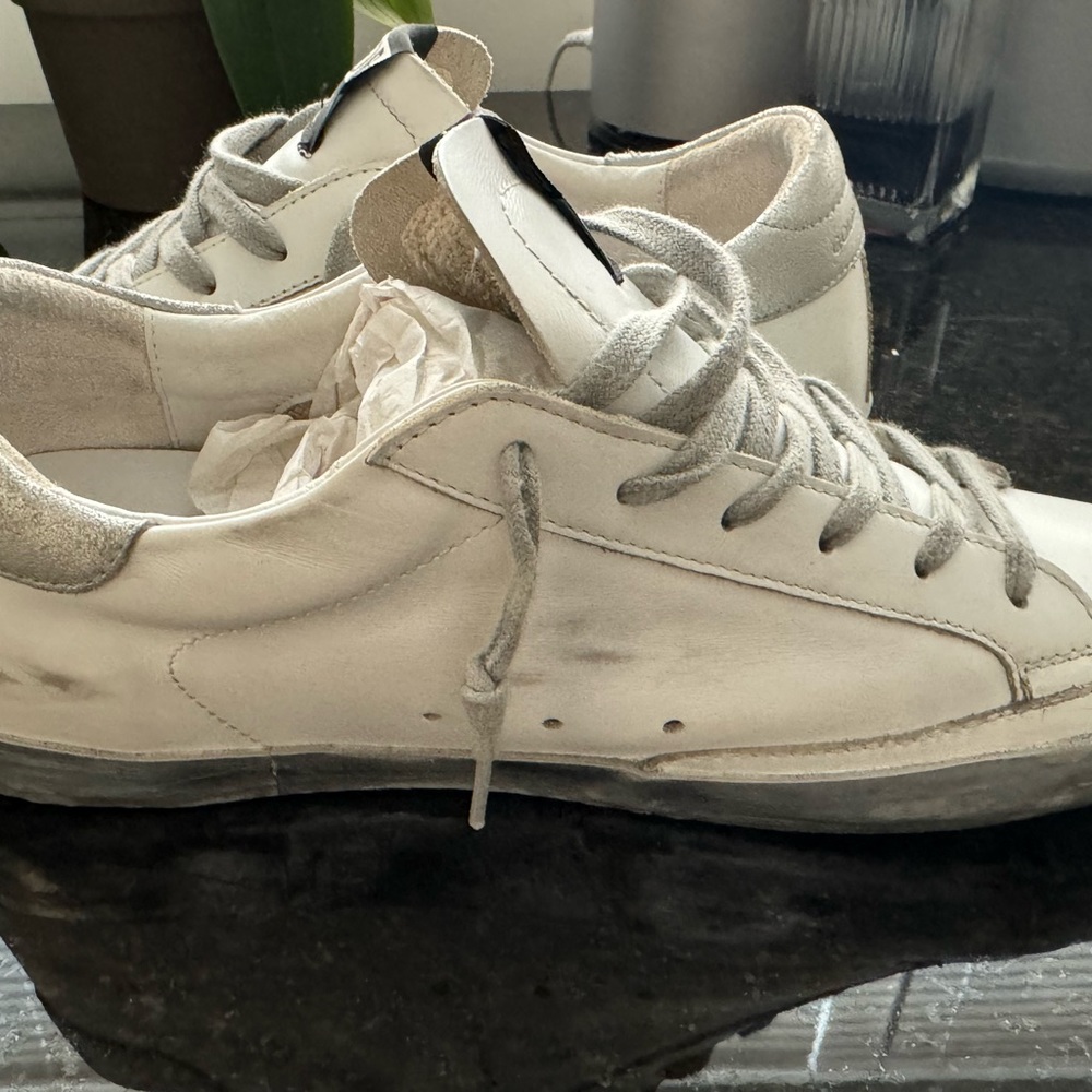 GOLDEN GOOSE WOMENS SUPERSTAR WHITE LEATHER SILVER STAR 40 WORN 1X LKNW - Picture 7 of 16